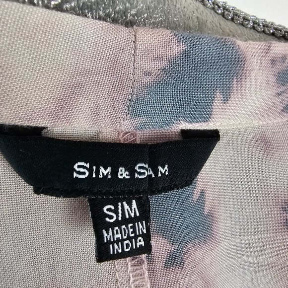 Sim & Sam Gray White Tie Dye Oversized Cardigan Kimono Top - Picture 6 of 7